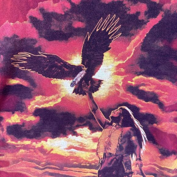 Vintage 1996 Tennessee River Gold Native American Eagle Graphics Single Stitch - Picture 8 of 14